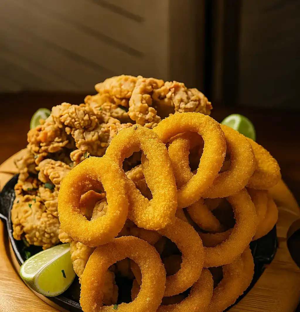 Onion rings da tábua de petiscos